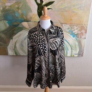 Antonio Melani Sharon button down blouse monstera print size size large